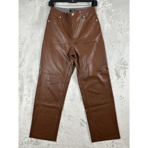 Brown Express Straight Legged Leather Pants (2)